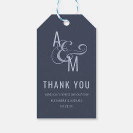 Étiquettes-cadeau Typographie de monogramme Merci Mariage simple