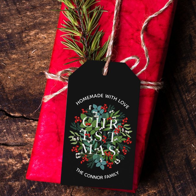 Étiquettes-cadeau Typographie de NOËL fait maison avec amour (Créateur téléchargé)