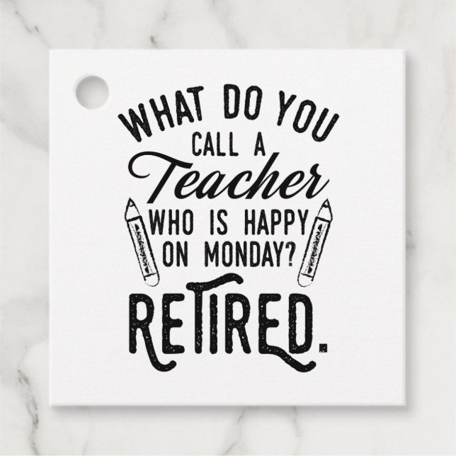 Étiquettes Cadeau Typographie de retraite de l'enseignant principal  (Devant)
