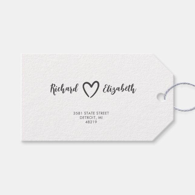 Étiquettes-cadeau Typographie minimale Nettoyer le Mariage moderne (Devant (Horizontal))