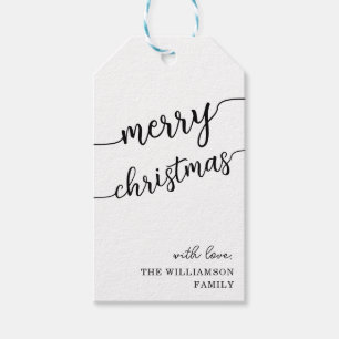 Étiquettes-cadeau Typographie minimaliste Joyeux Noël chic