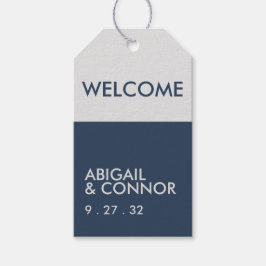 Étiquettes-cadeau Typographie minimaliste moderne Marine gris bleu