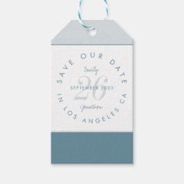 Étiquettes-cadeau Typographie Moderne Bleu Enregistrer La Date