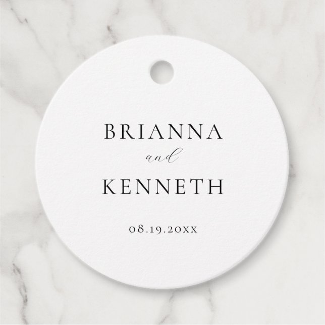 Étiquettes Cadeau Typographie moderne élégante Mariage blanc (Devant)