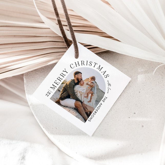 Étiquettes Cadeau Typographie moderne photo arche Noël (Créateur téléchargé)