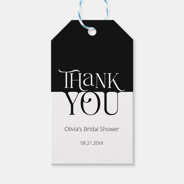 Étiquettes-cadeau Typographie Papillon nuptiale douche merci (Devant)
