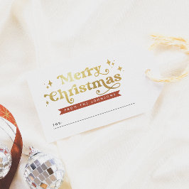 Étiquettes-cadeau Typographie rétro Rouge & Or Super Joyeux Noël