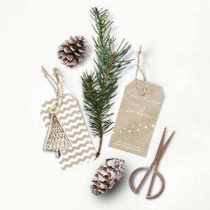 Étiquettes-cadeau Typographie simple et élégante Dusty Taupe Noël