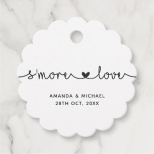 Étiquettes Cadeau Typographie simpliste noir et blanc S'more Amour