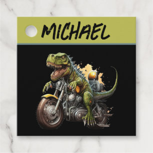 Étiquettes Cadeau Tyrannosaurus Rex Dinosaur Monter une moto