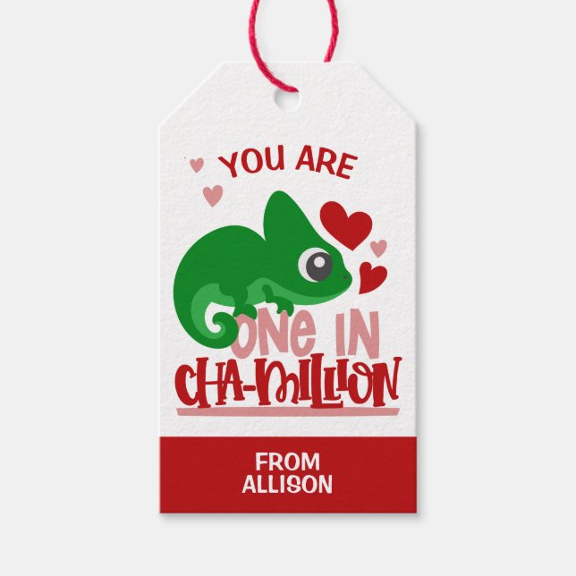 Étiquettes-cadeau Un à Chameleon la Saint-Valentin (Devant)