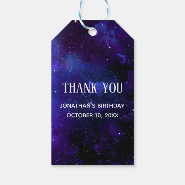 Étiquettes-cadeau Un anniversaire de enfant de l'espace vous remerci (Devant)