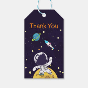 Étiquettes-cadeau Un astronaute flotte en Merci spatial