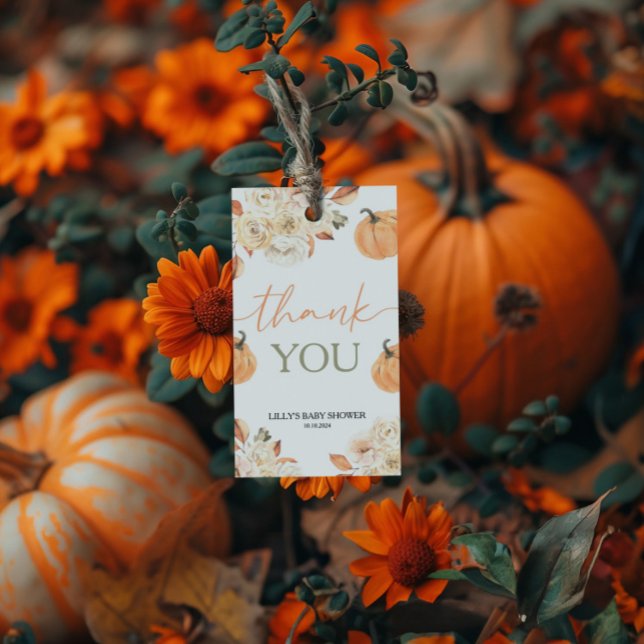 Étiquettes-cadeau Un Baby shower Automne Un Peu Citrouille (Créateur téléchargé)
