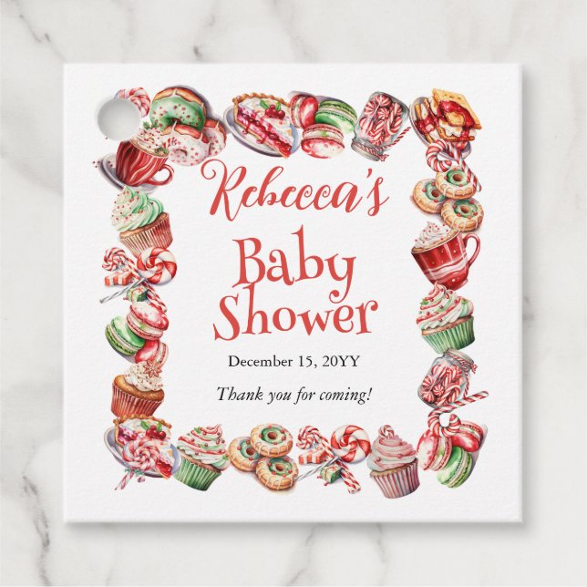 Étiquettes Cadeau Un Baby shower de cadre pour bébé doux (Devant)