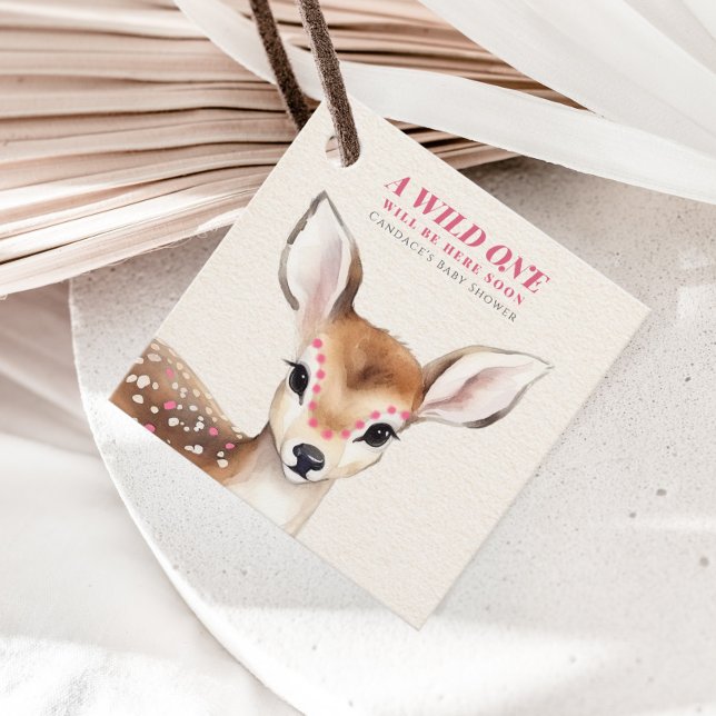 Étiquettes Cadeau Un Baby shower de cerfs en forme de  rose (Créateur téléchargé)