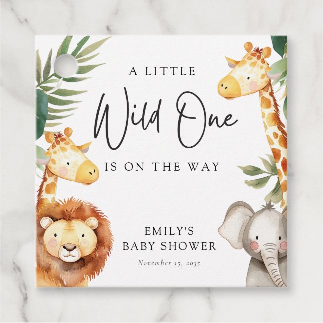 Étiquettes Cadeau Un Baby shower Safari Un Peu Sauvage (Devant)