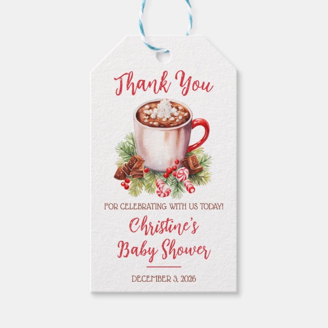 Étiquettes-cadeau Un bébé brasse, Baby shower de cacao chaud de vaca (Devant)