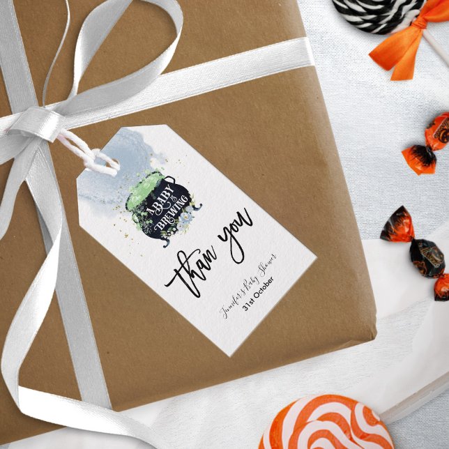Étiquettes-cadeau un bébé brasse le Baby shower d'Halloween bleu (Créateur téléchargé)