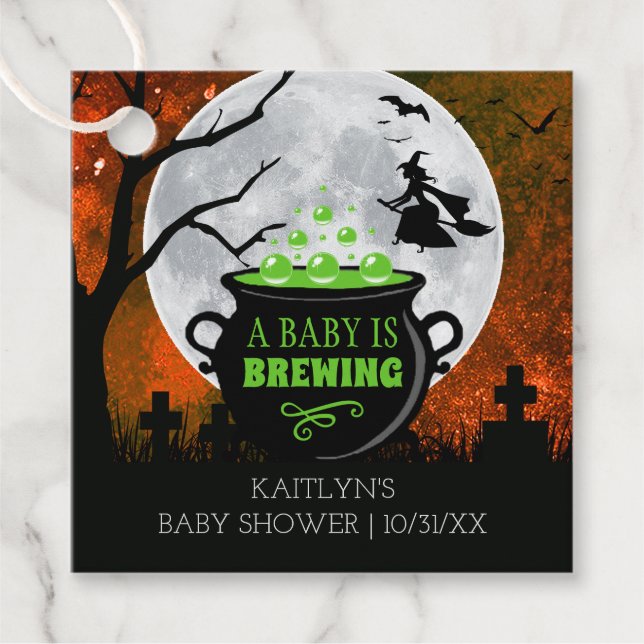 Étiquettes Cadeau Un bébé brasse un Baby shower d'Halloween (Devant)