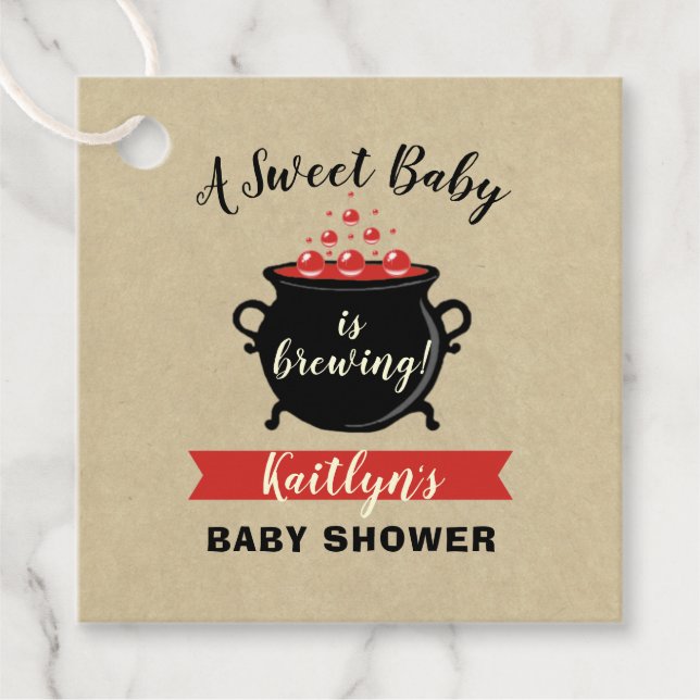 Étiquettes Cadeau Un Bébé Doux Brasse Le Baby shower D'Halloween (Devant)