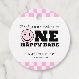 Étiquettes Cadeau Un bon bébé rose À damiers anniversaire