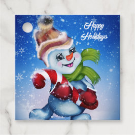 Étiquettes Cadeau Un bonhomme de neige festif