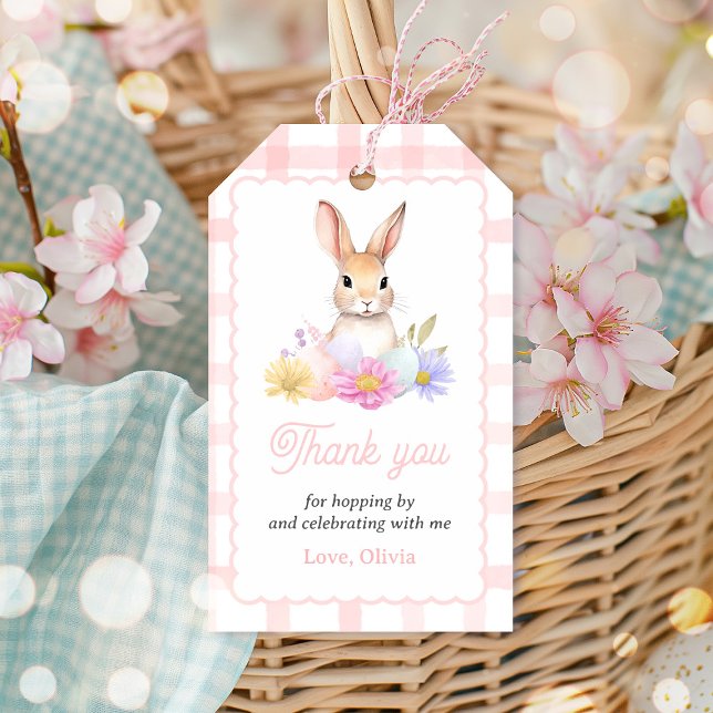Étiquettes-cadeau Un Bunny Pastel Printemps Lapin Rose Anniversaire  (Créateur téléchargé)