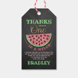 Étiquettes-cadeau Un dans un Melon Chalkboard 1er anniversaire Merci