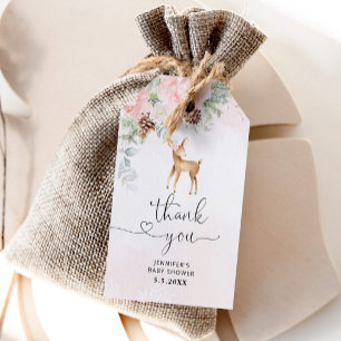 Étiquettes-cadeau Un hiver rose roux Oh Deer merci