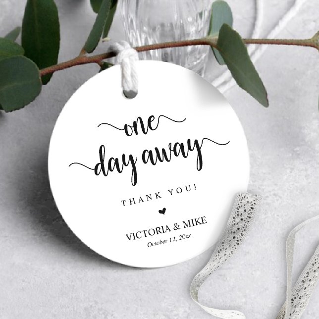 Étiquettes Cadeau Un jour plus loin, Cadeaux Mariage Merci, Favorise (One day away, Wedding Thank you Gifts label, Present / Favour Tag Guests, Rehearsal Dinner / Brunch)