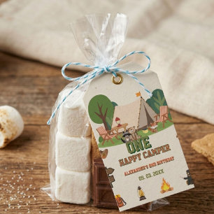 Étiquettes-cadeau Un joyeux campeur safari forêt 1er anniversaire