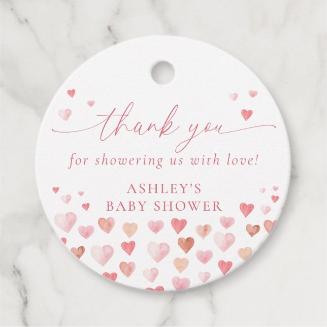 Étiquettes Cadeau Un Petit Amoureux, Baby shower Rose Girl (Devant)