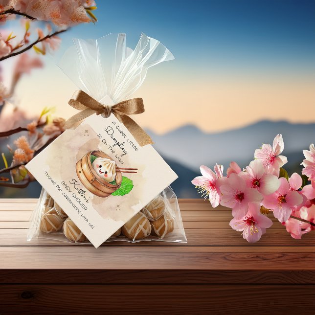 Étiquettes Cadeau Un Petit Baby shower À Thème Kwai Doux (A Sweet Little Dumpling Kwai Theme Baby Shower Square Favor Tags)