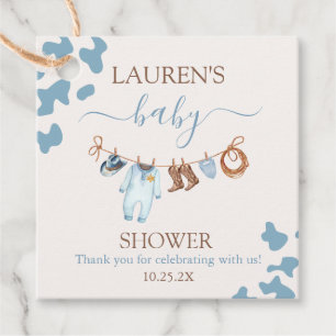 Étiquettes Cadeau Un petit Baby shower bleu cowboy