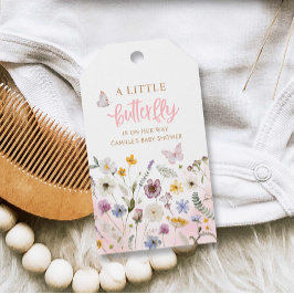 Étiquettes-cadeau Un petit Baby shower de fille papillon