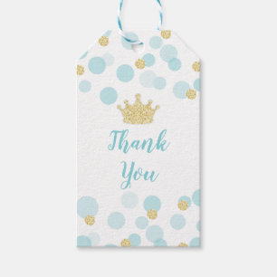 Étiquettes-cadeau Un petit Baby shower de Prince Blue Gold