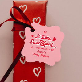 Étiquettes Cadeau Un petit Baby shower de Saint-Valentin rose rouge