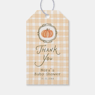 Étiquettes-cadeau Un petit Baby shower Whimsical En vichy Citrouille