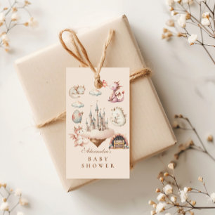 Étiquettes-cadeau Un petit dragon se trouve sur le Baby shower Way