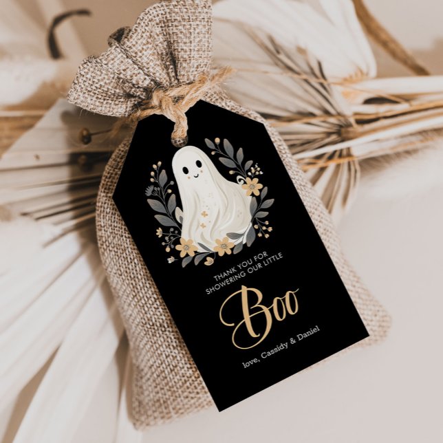 Étiquettes-cadeau Un petit fantôme d'Halloween Baby shower Merci (Créateur téléchargé)