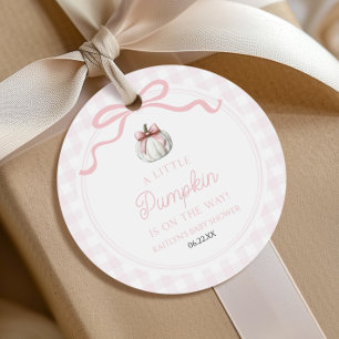 Étiquettes Cadeau Un petit nœud rose citrouille automne Baby Shower