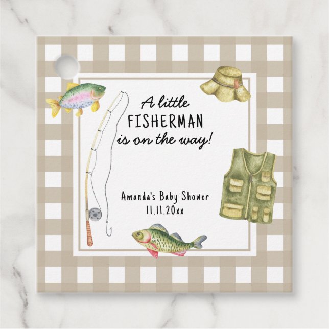 Étiquettes Cadeau Un petit pêcheur est sur le Baby shower (Devant)