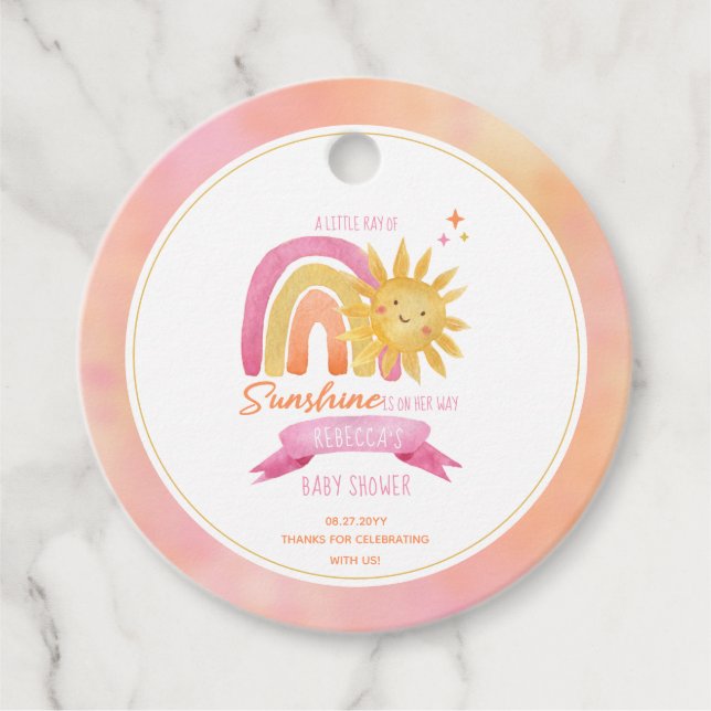 Étiquettes Cadeau Un petit rayon de soleil Baby shower fille (Devant)