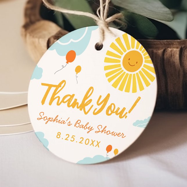 Étiquettes Cadeau Un petit rayon de soleil Sticker rond Baby shower (Créateur téléchargé)