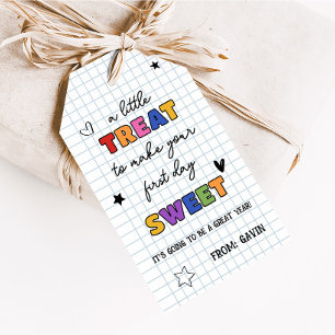 Étiquettes-cadeau Un petit traitement pour faire le premier jour Swe