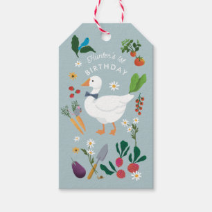 Étiquettes-cadeau Un Silly Goose Farmer Jardin Thème Bleu