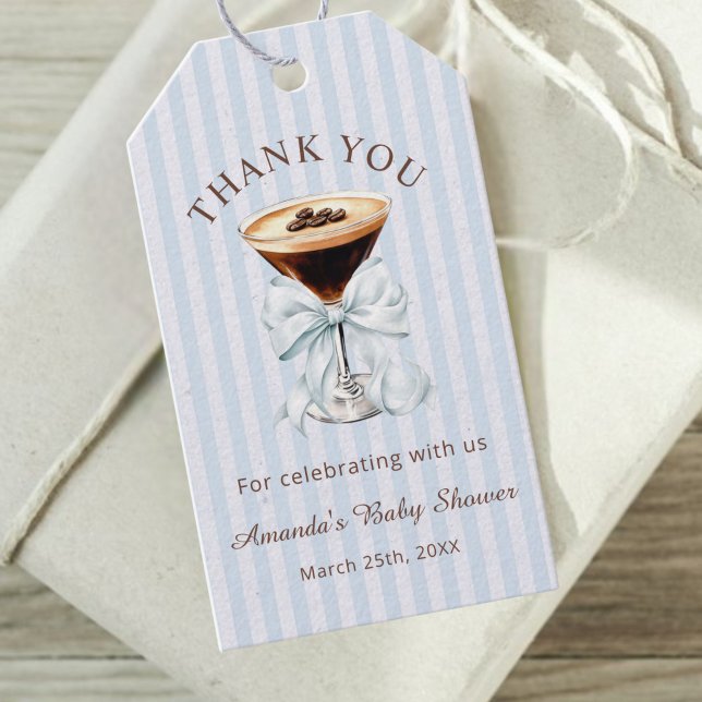 Étiquettes-cadeau Un Tini One Espresso Martini Baby Shower (Espresso Martini Baby Shower Theme Gift Tag)