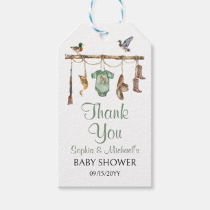 Étiquettes-cadeau Une Baby Shower pour un petit chasseur