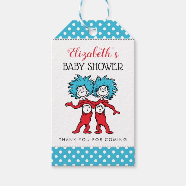 Étiquettes-cadeau Une chose deux | Twins Baby shower Favoriser (Devant)